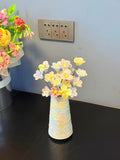 Jingdezhen Handcrafted Ceramic Flower Vase with Yellow & Pink Porcelain Blooms