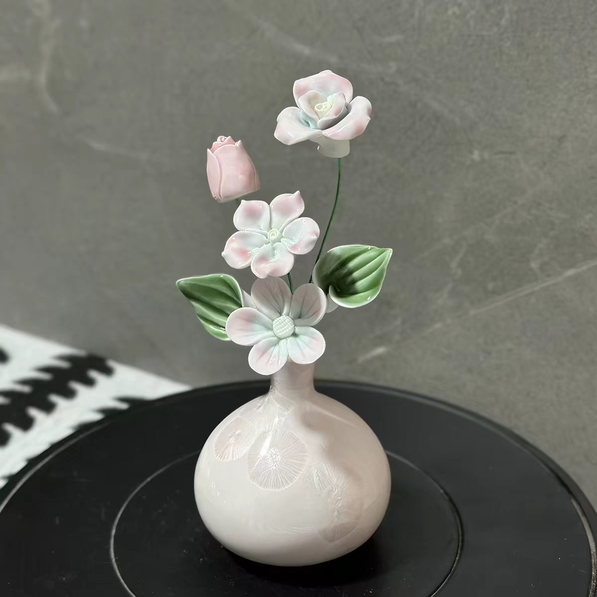 Jingdezhen Handcrafted Ceramic Flower Arrangement — Glazed Porcelain Blossom Vase Decor