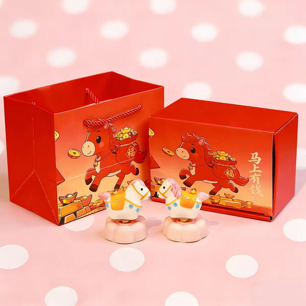 Handcrafted Lucky Horse Ceramic Figurine — Chinese New Year Fortune Gift